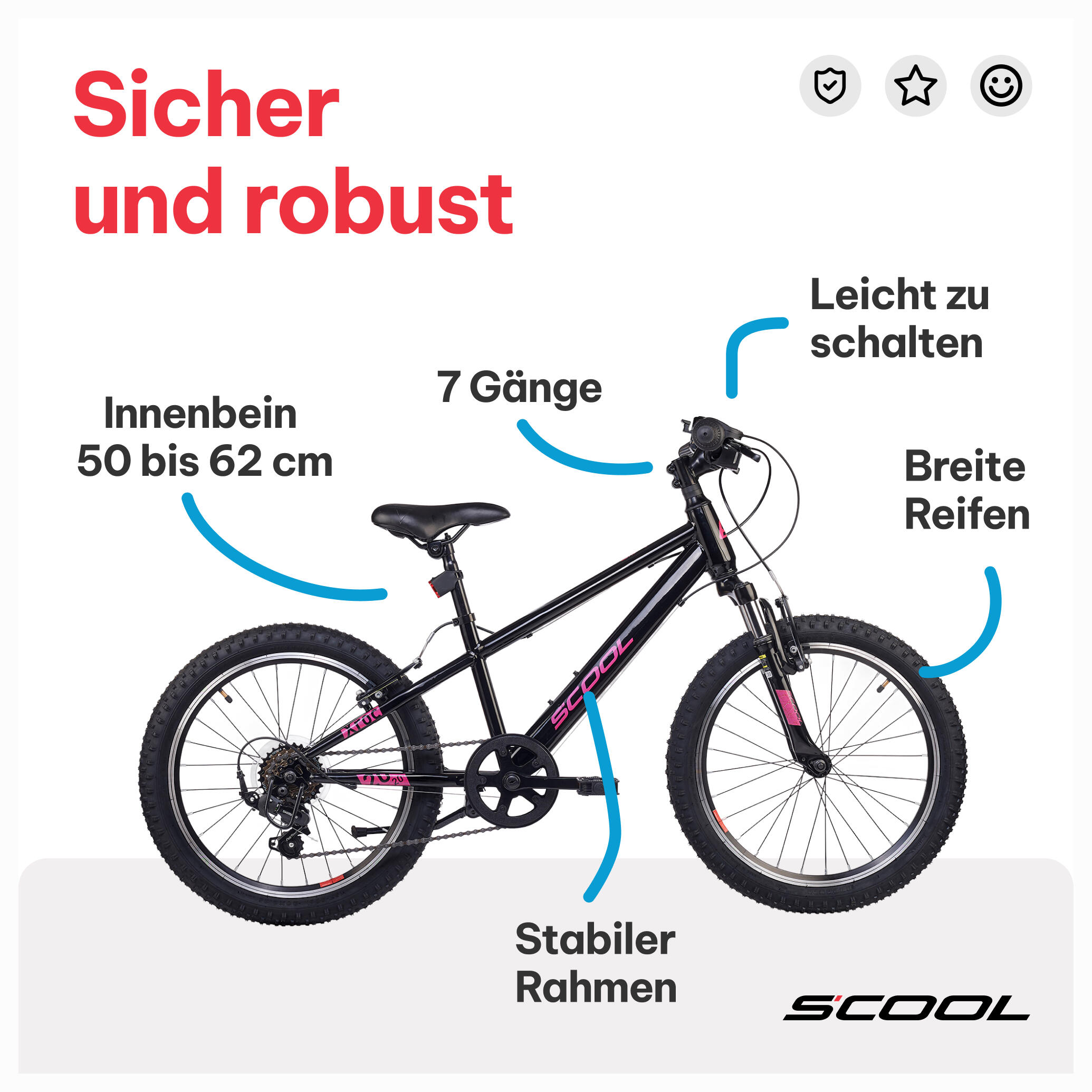 Kinderfiets Unisex S'COOL Xroc K6 6 versnellingen derailleur offroad 5/7