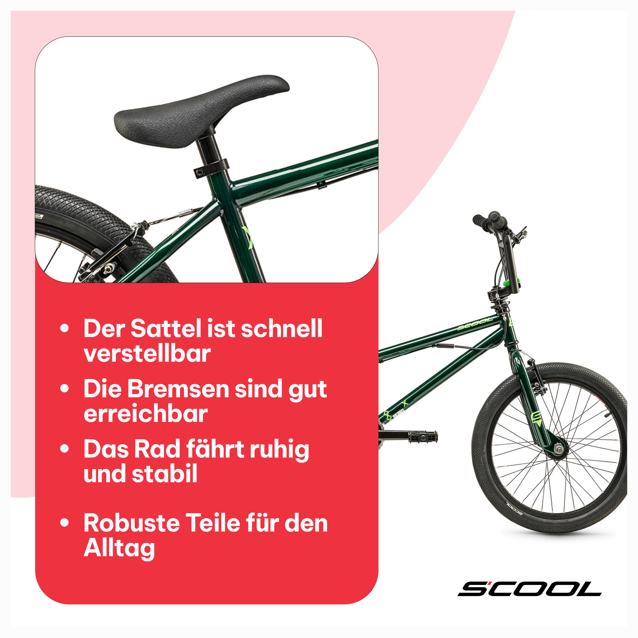 XtriX, 20 Zoll Kinderfahrrad, 1-Gang, Dunkelgrün/Neongrün, 115–130 cm 7/7
