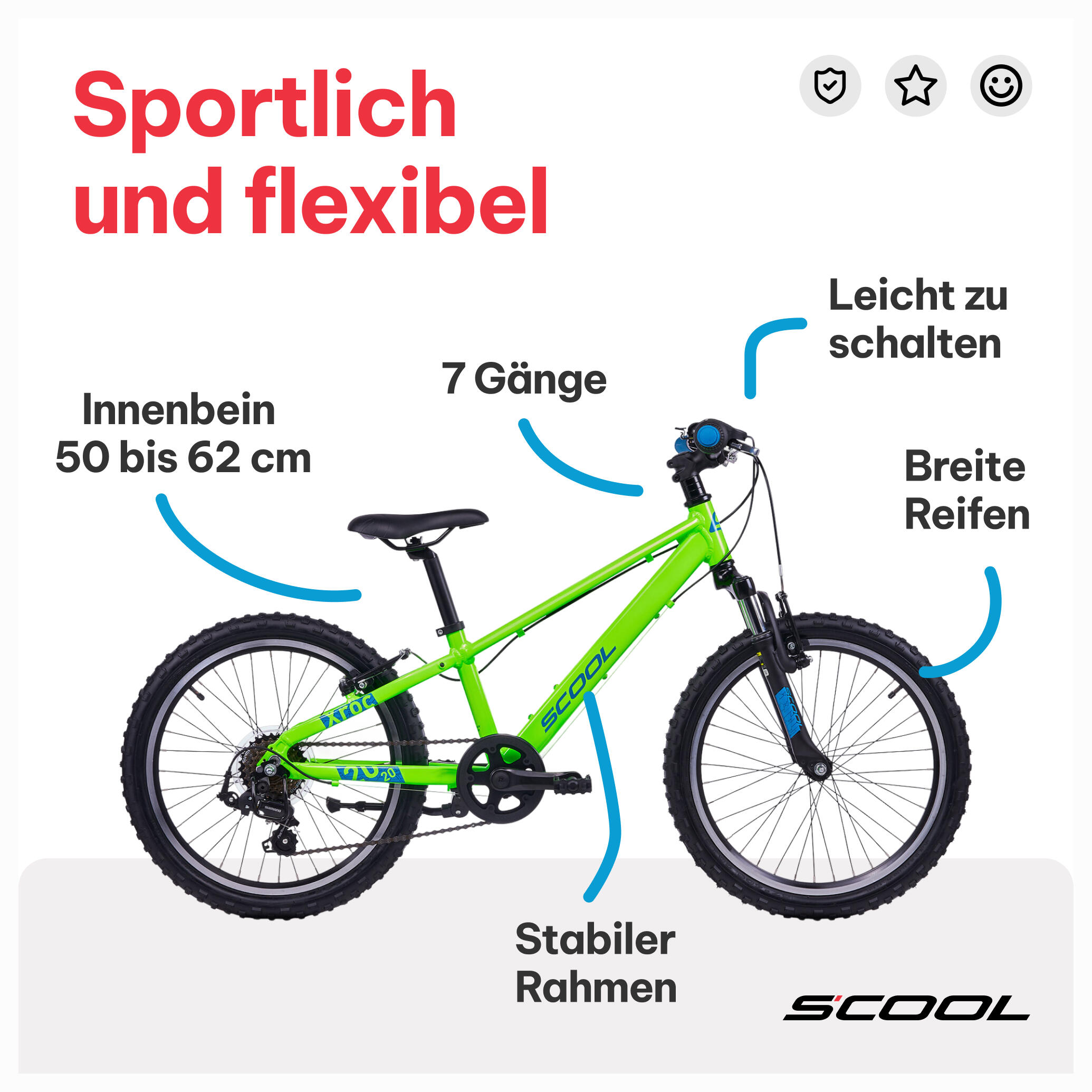 Kinderfiets 20/24/26 inch Xroc Pro 7-speed V-brake vanaf 6 jaar Neon Groen/Oceaa 5/7