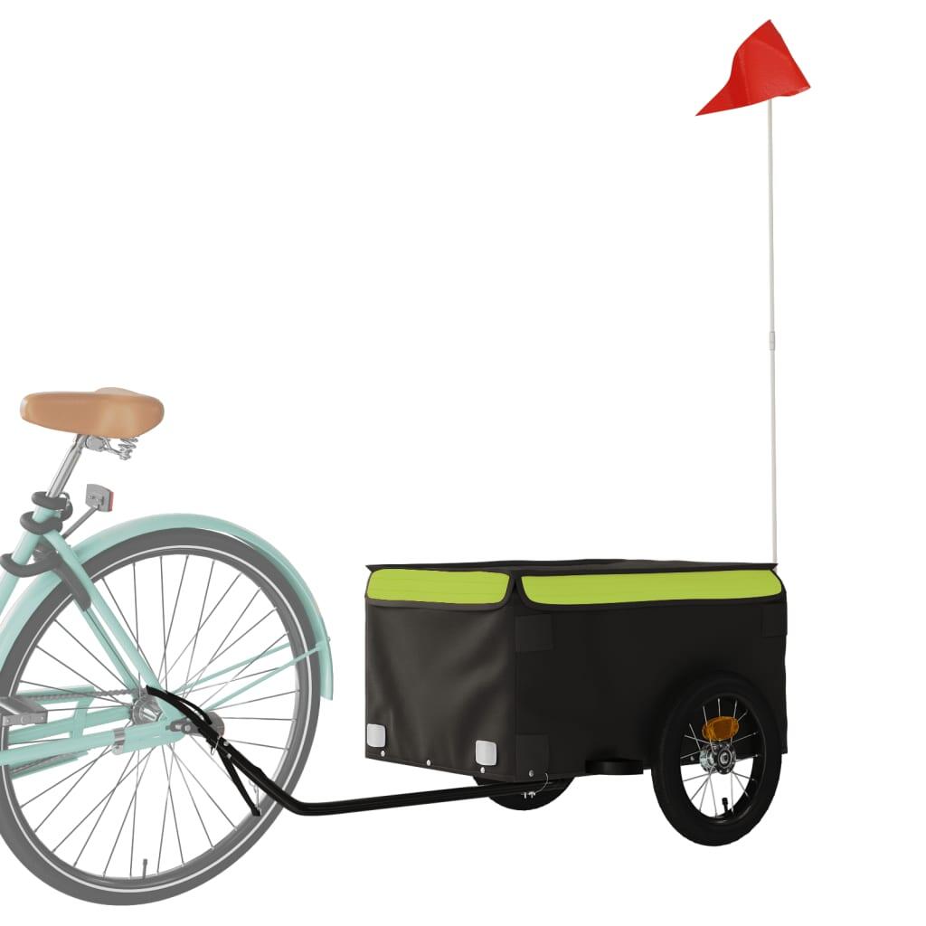 VidaXL remolque bicicleta 30 kg hierro negro y verde 3/3