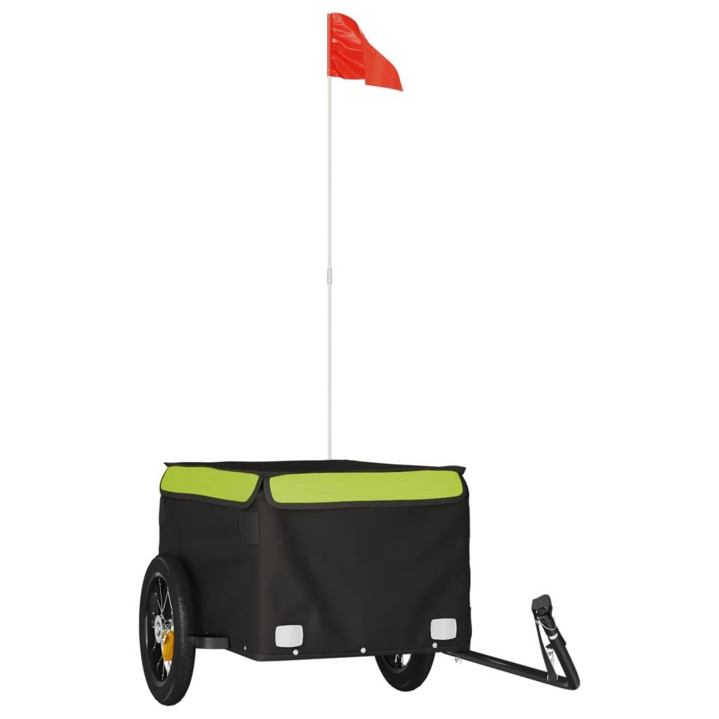 VidaXL remolque bicicleta 30 kg hierro negro y verde 2/3