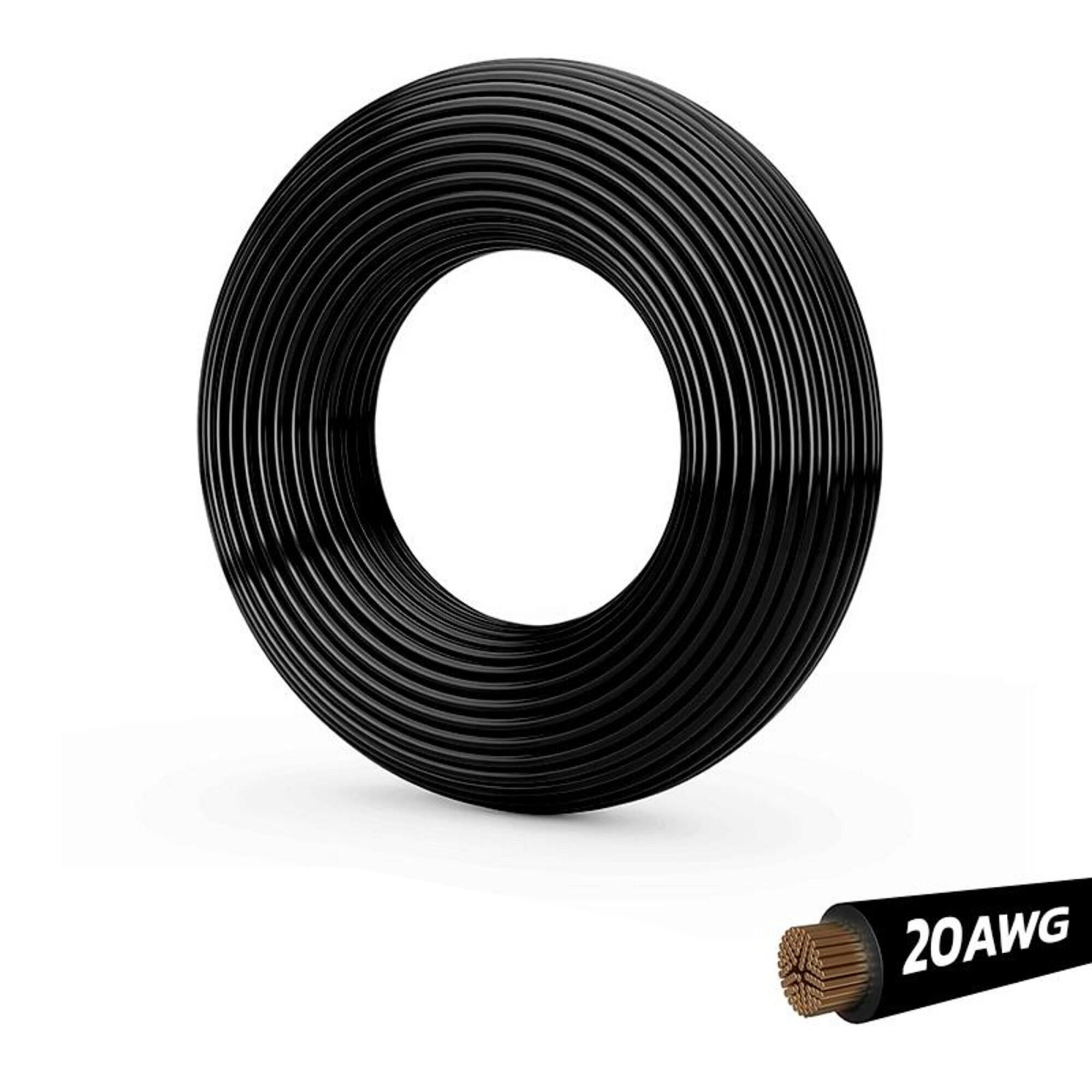 Cable negro 20 AWG - 5M 1/3