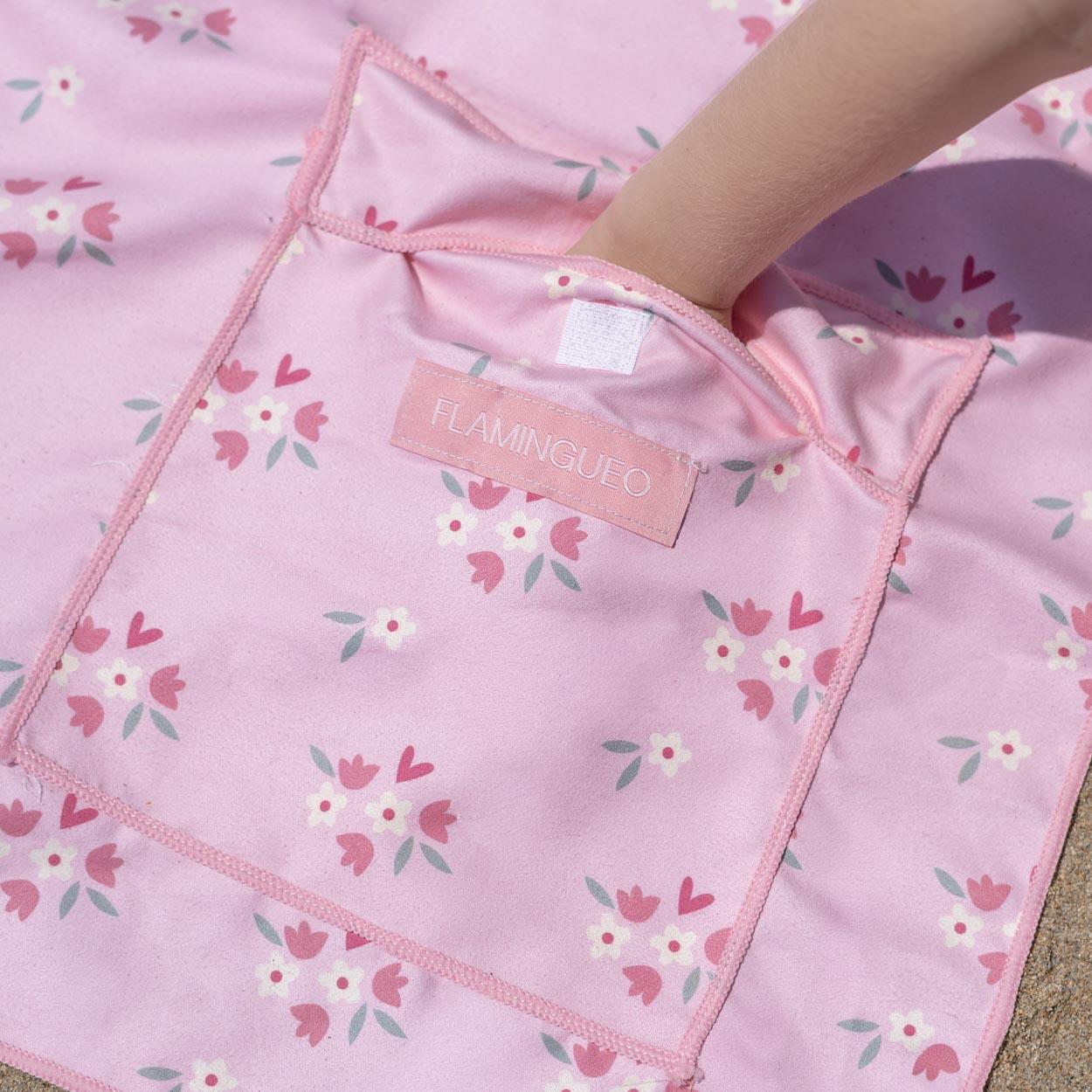 Serviette enfant microfibre à capuche rose 3/6