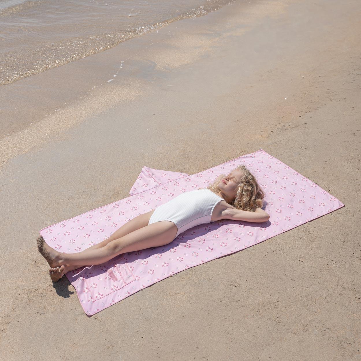 Serviette enfant microfibre à capuche rose 5/6