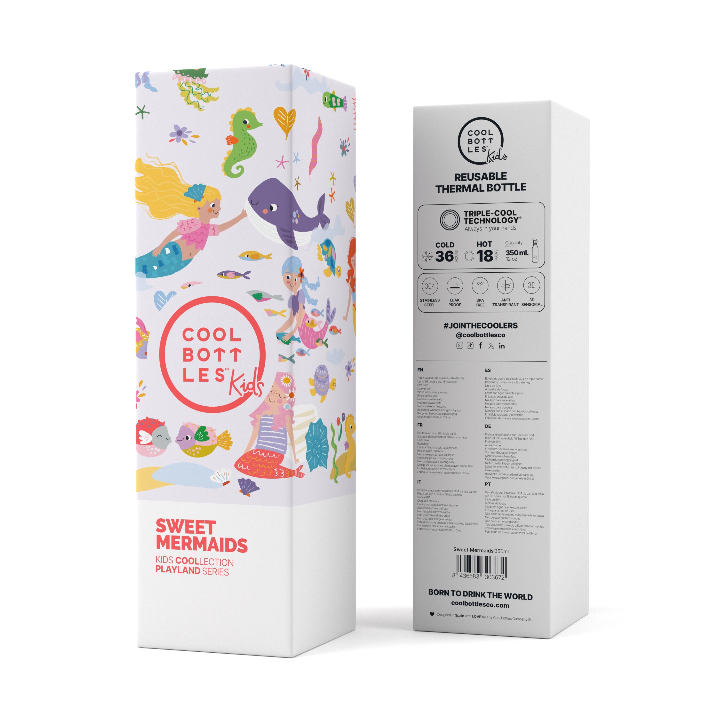 Botella Térmica para niños Cool Bottles. Con envío gratis. Sweet Mermaids 350ml 4/5