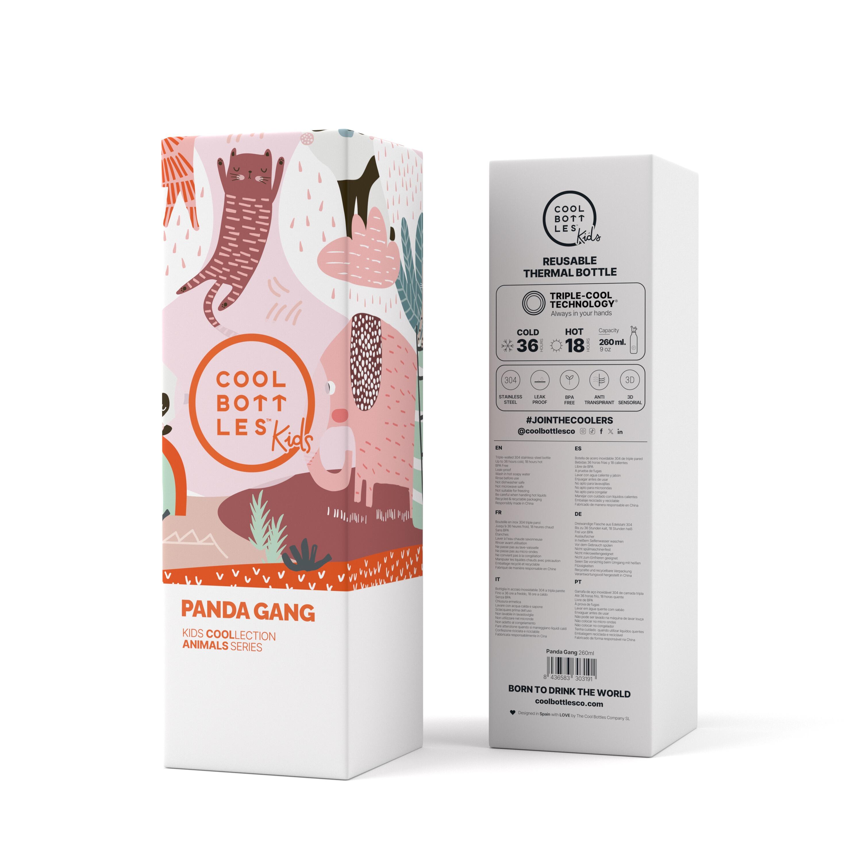 Botella Térmica para niños Cool Bottles. Con envío gratis. Panda Gang 260ml 4/5