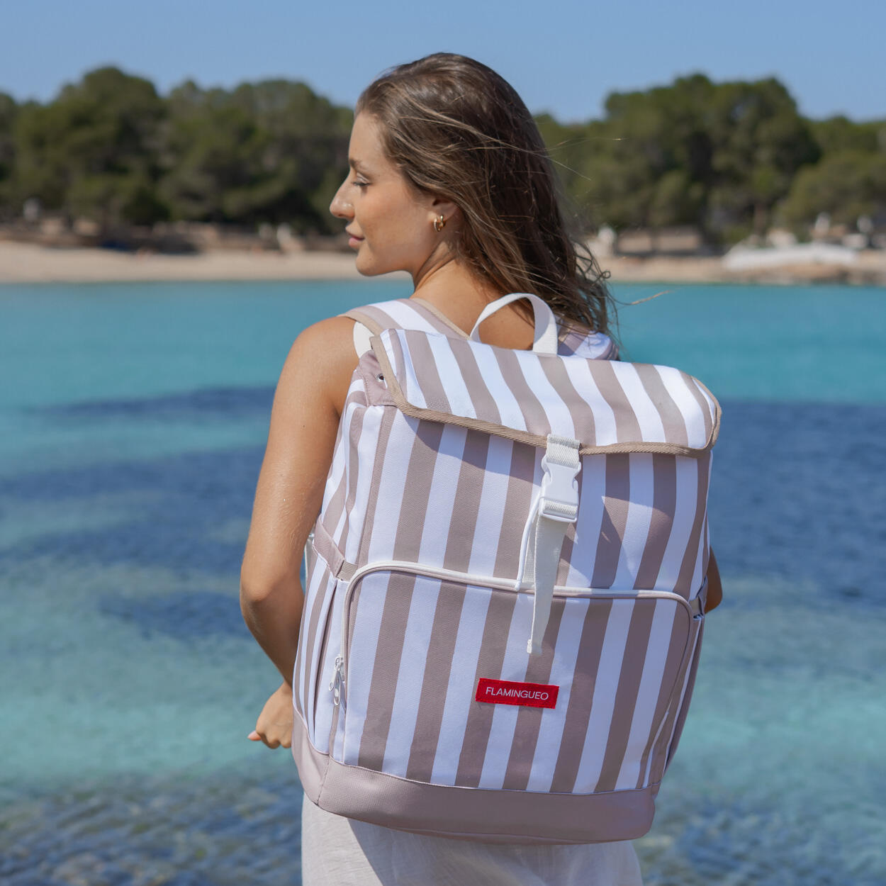Flamingueo sac à dos glacière thermique 25l conserve froid 6h beige 2/7