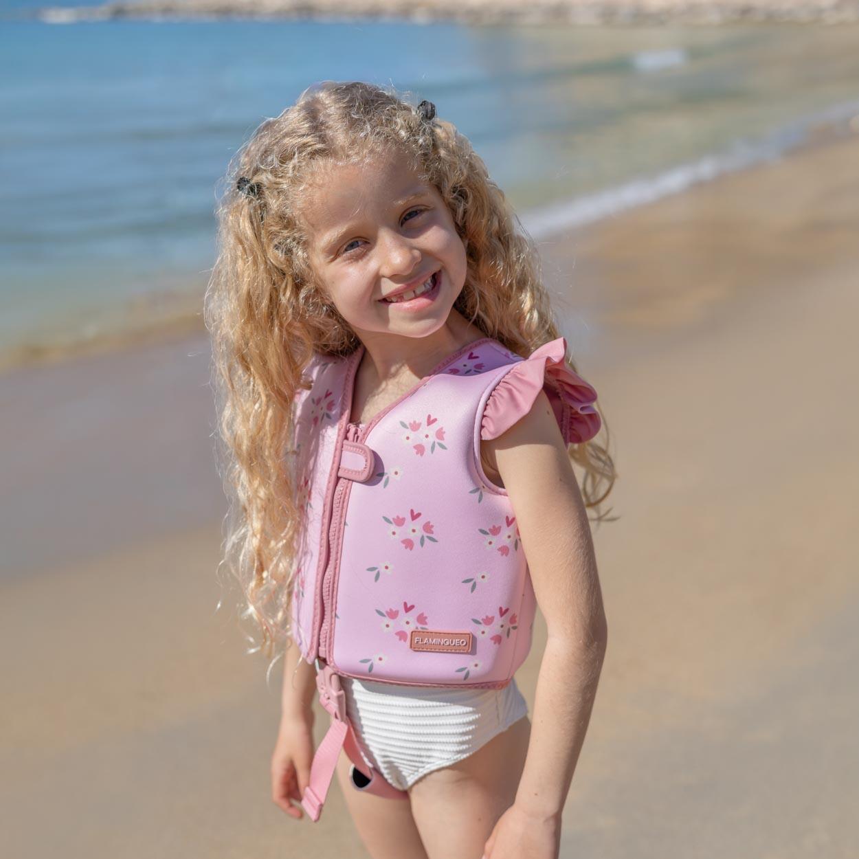 Flamingueo Chaleco Natación Infantil Neopreno 3-6 Años Seguridad Rosa 2/7