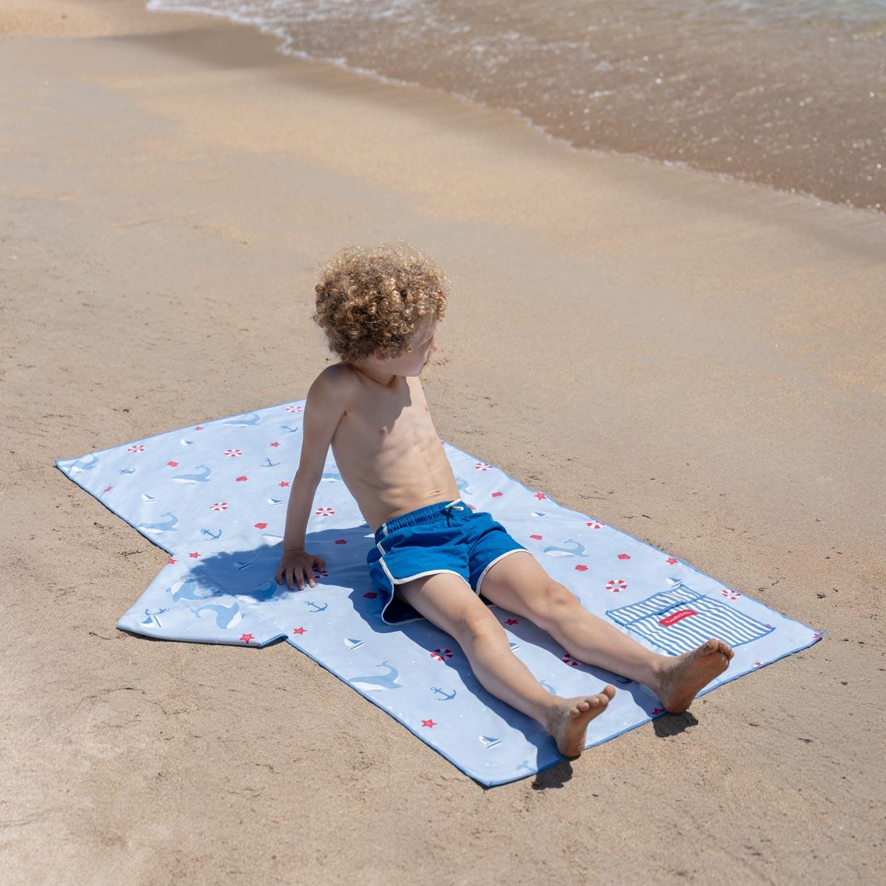 Serviette enfant microfibre à capuche bleue 4/7