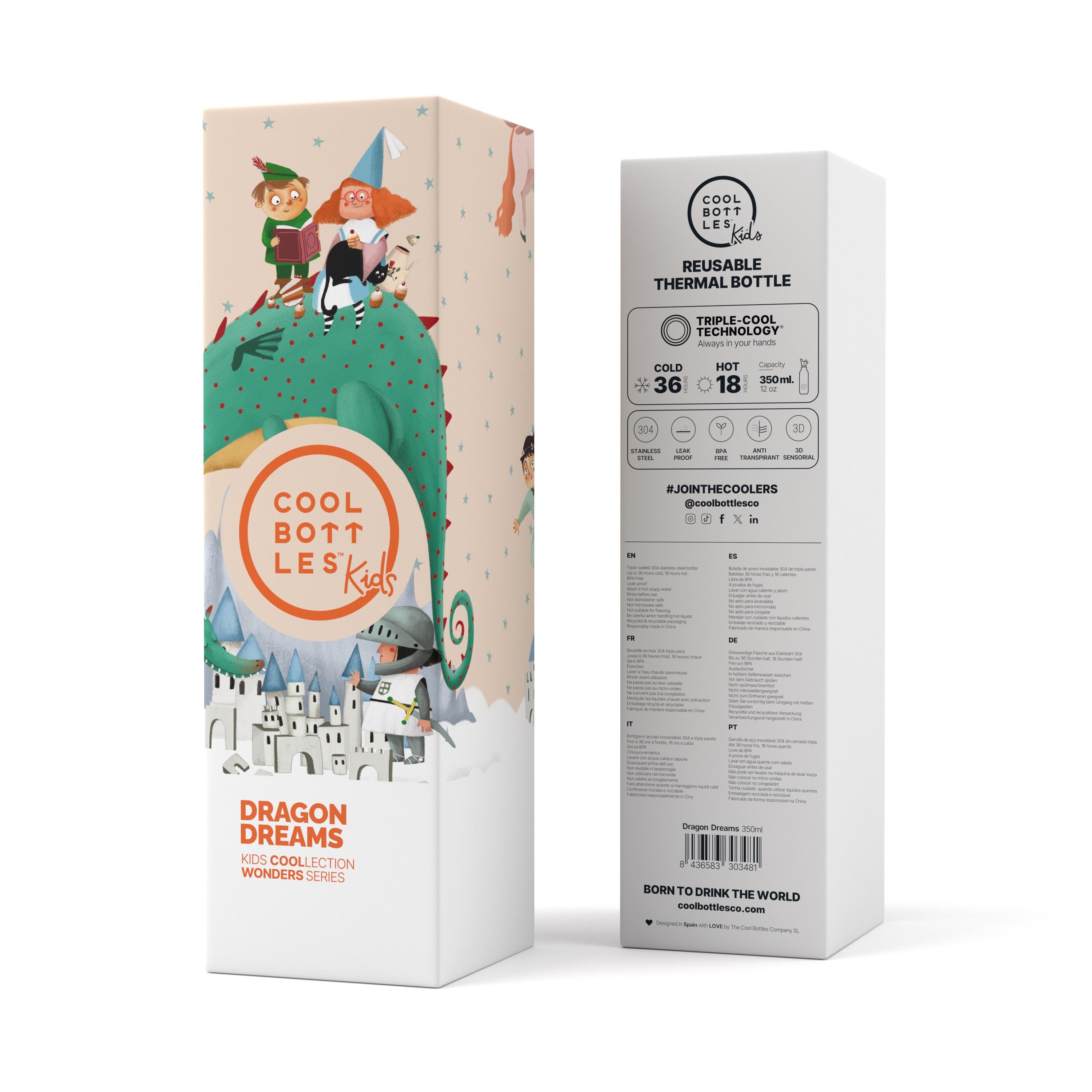 Botella Térmica para niños Cool Bottles. Con envío gratis. Dragon Dreams 350ml 4/5