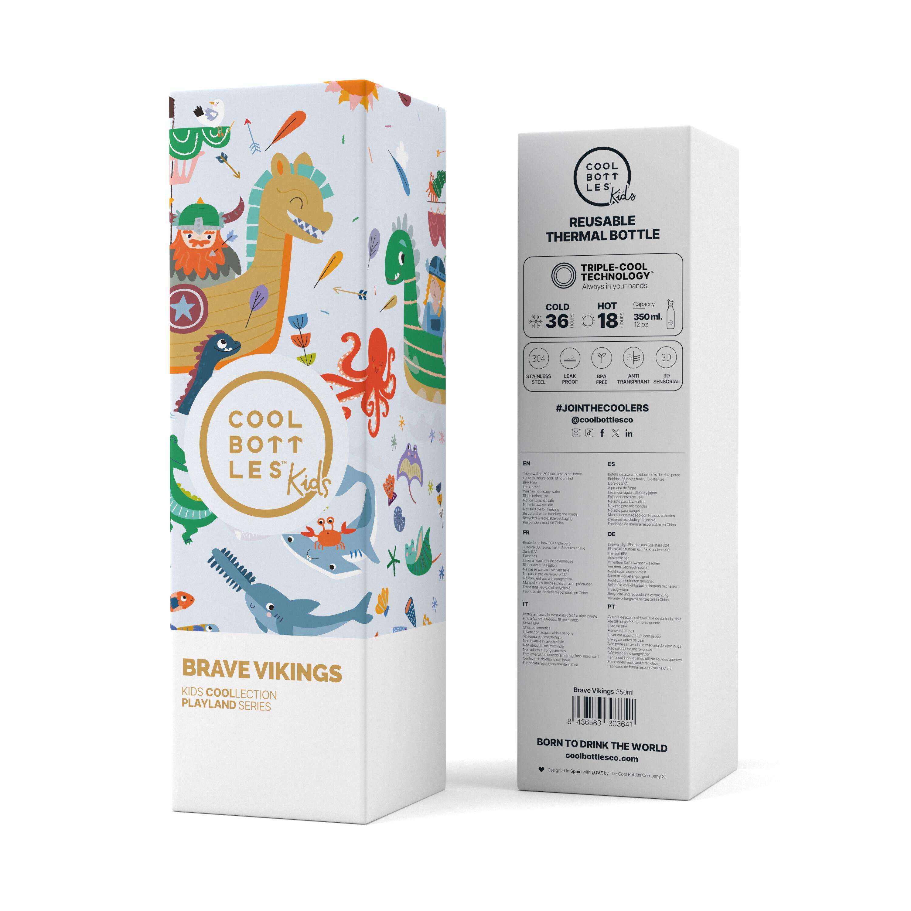 Botella Térmica para niños Cool Bottles. Con envío gratis. Brave Vikings 350ml 4/5