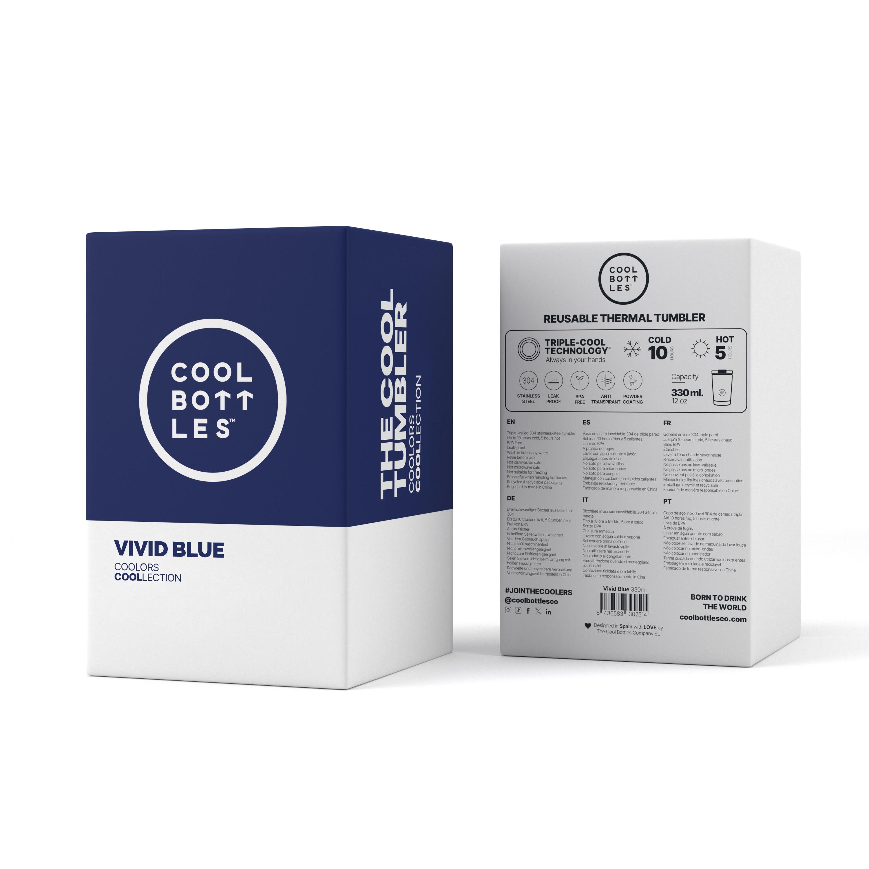 Vaso Térmico de acero Inox. Cool Bottles. Con envío gratis. Vivid Blue 330ml 6/7