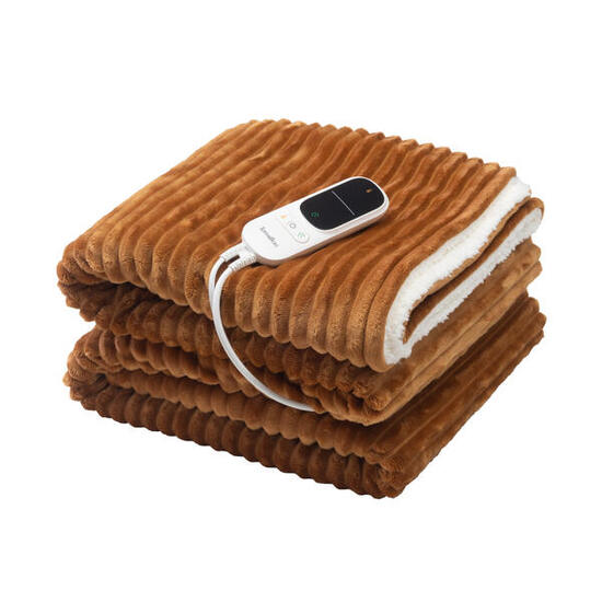 Couverture chauffante électrique KOOMY Caramel - 180x130 - Sherpa et Flanelle