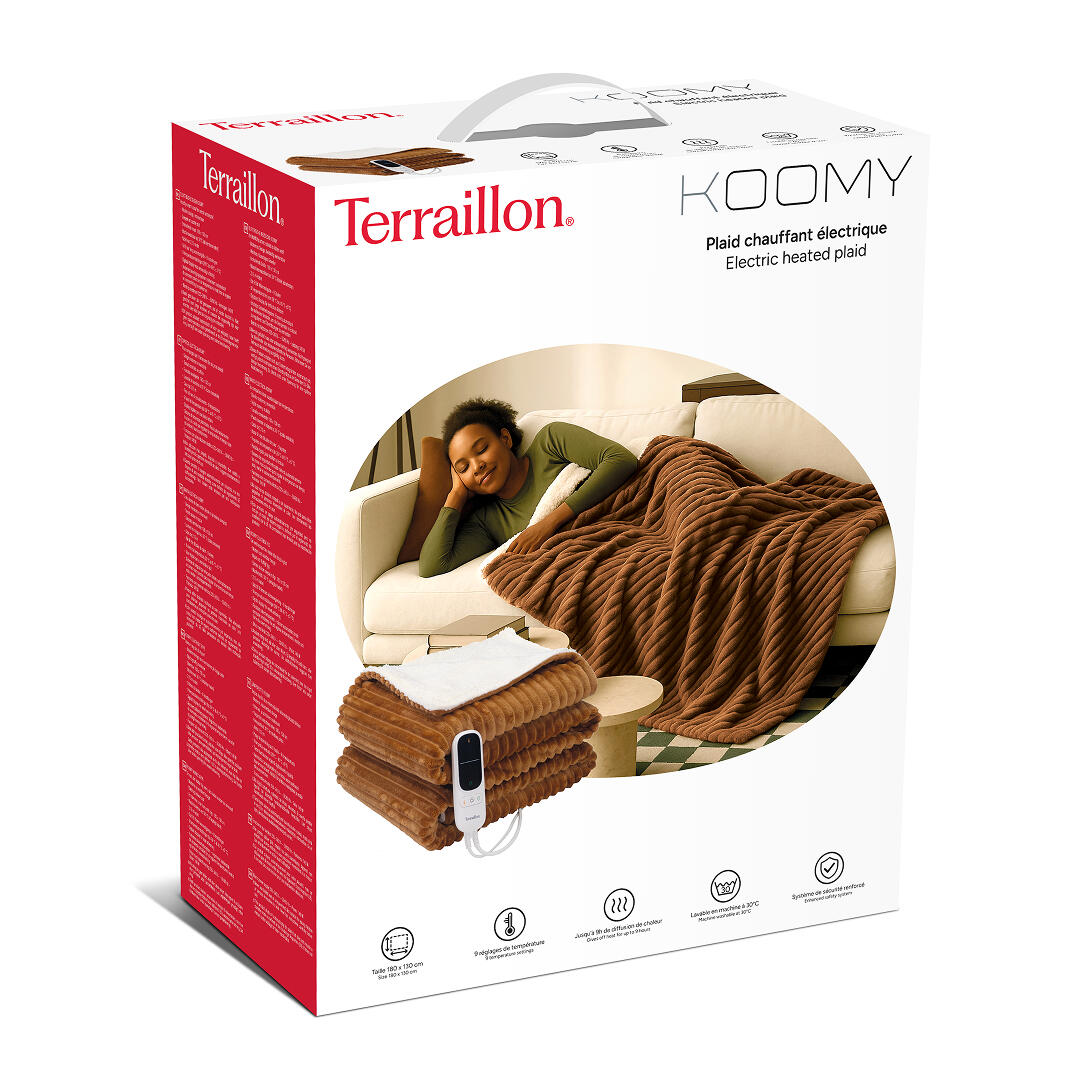 Couverture chauffante électrique KOOMY Caramel - 180x130 - Sherpa et Flanelle 6/6