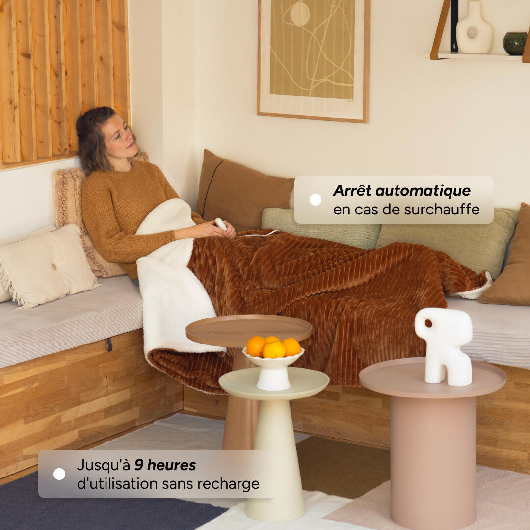 Couverture chauffante électrique KOOMY Caramel - 180x130 - Sherpa et Flanelle 4/6