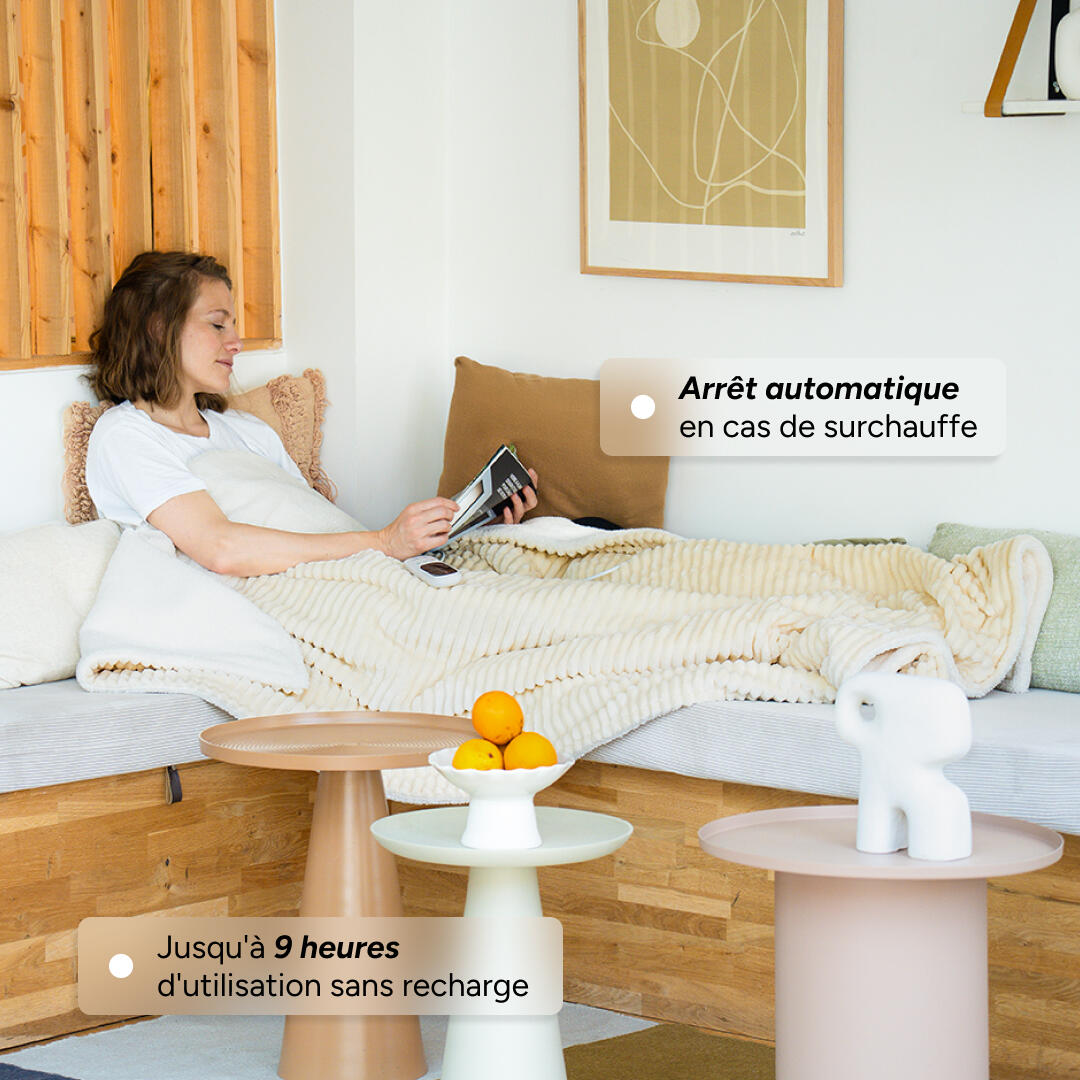Couverture chauffante électrique KOOMY Crème- 180x130 - Sherpa et Flanelle 4/6
