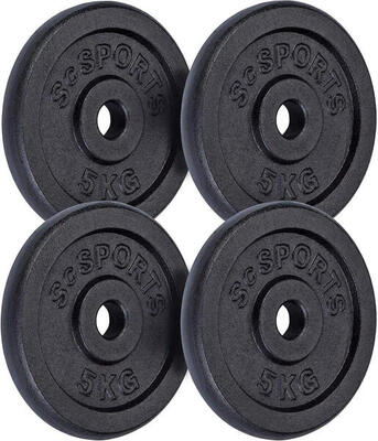Scsports gewichten - halterschijven - set 20 kg - 4 x 5 kg - gietijzer - 30 mm