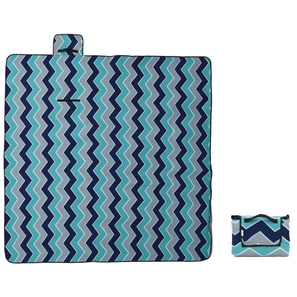 VidaXL Manta de picnic plegable 200x200 cm terciopelo azul ondas. 3/3