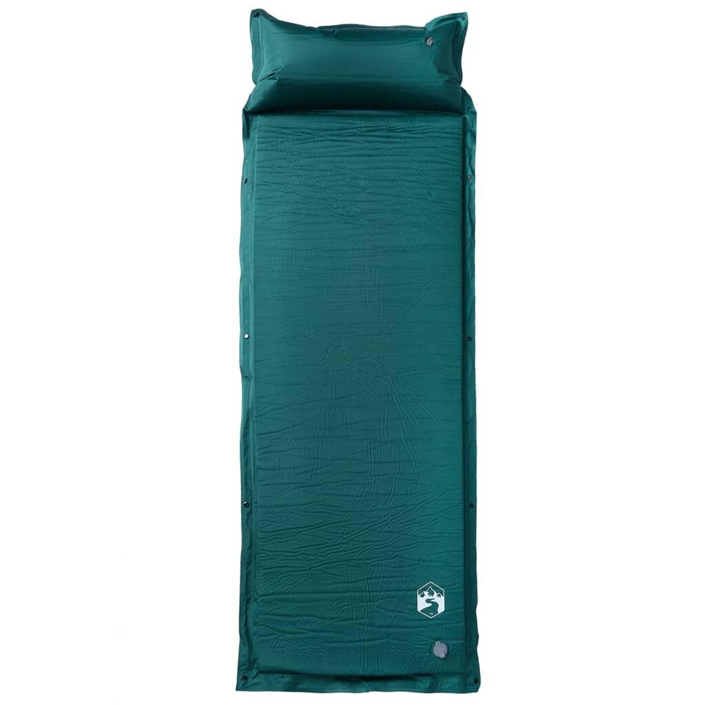 VidaXL matelas de camping autogonflant avec oreiller 1 personne vert 2/4