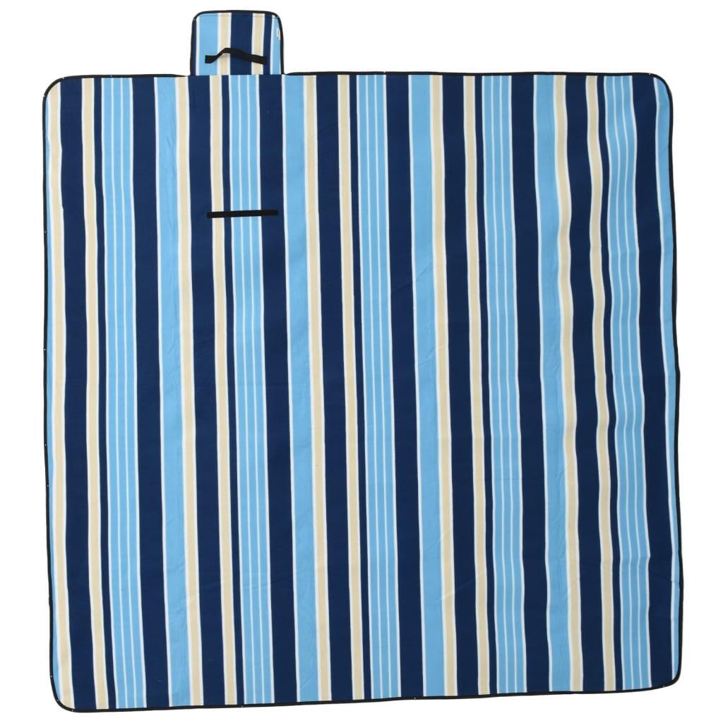 VidaXL faltbare Picknickdecke gestreift 200x200 cm blau-weiß 2/3