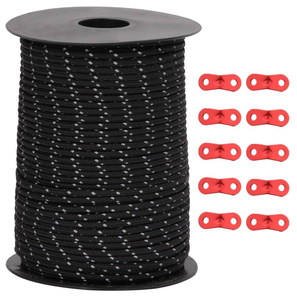VidaXL Zelt-Abspannleine 50 m x 3 mm mit Reflektorstreifen und Spannern 2/3