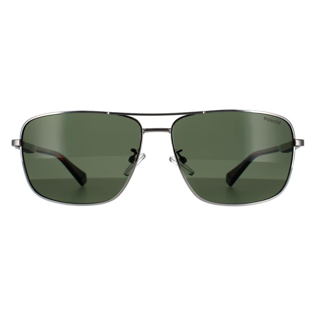 Polaroid Rectangle Mens Ruthenium Green Polarized Sunglasses