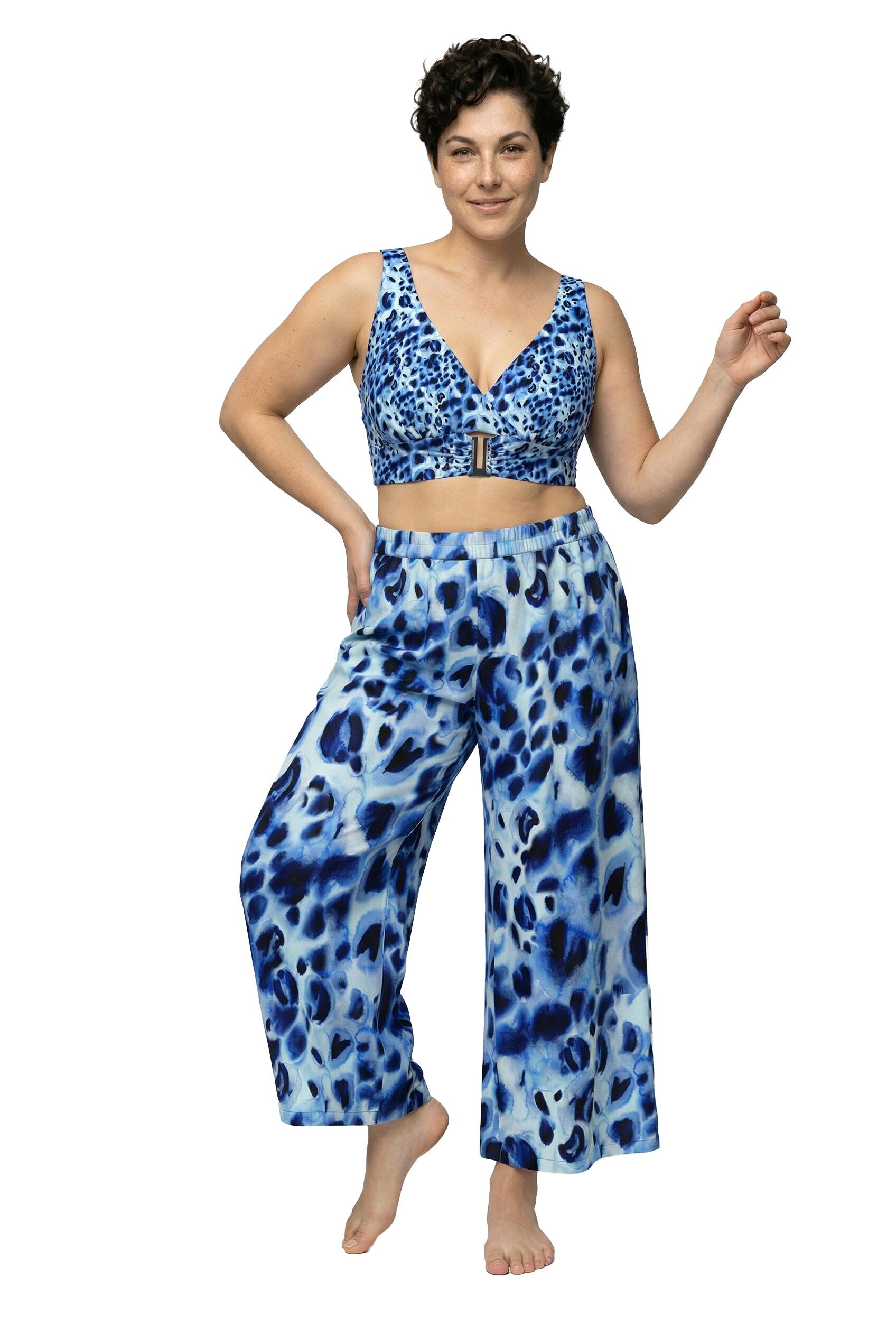 Femme Pantalon palazzo jambe large et taille élastique motif animal 7/7