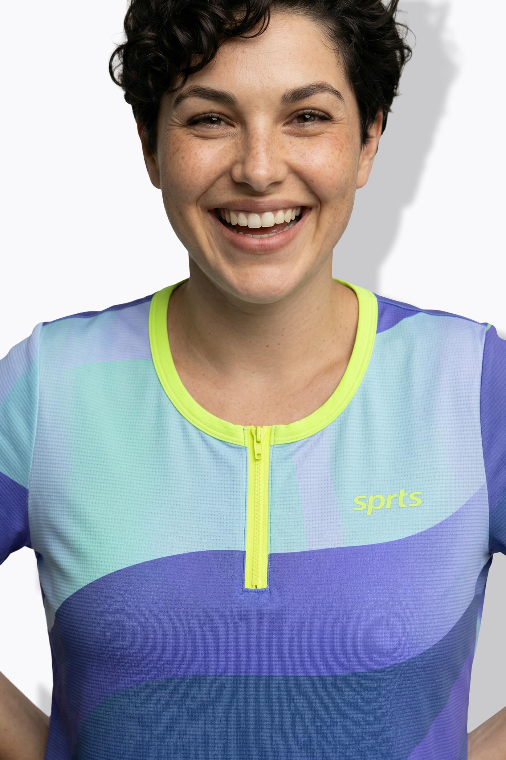 Femme Maillot de cyclisme technique poches col rond et manches courtes 3/7