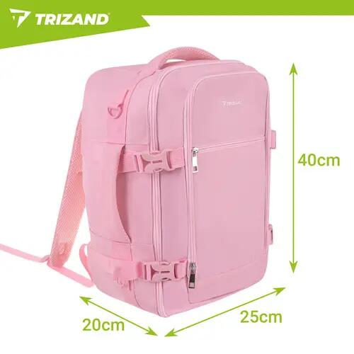 Rucsac calatorie 2 in 1, bagaj cabina 40x25x20 cm, 20L, buzunar antifurt, roz 6/7