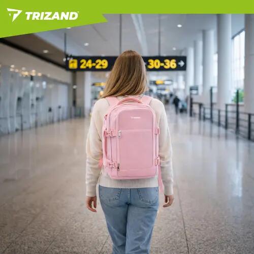Rucsac calatorie 2 in 1, bagaj cabina 40x25x20 cm, 20L, buzunar antifurt, roz 2/7