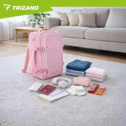 Rucsac calatorie 2 in 1, bagaj cabina 40x25x20 cm, 20L, buzunar antifurt, roz 7/7