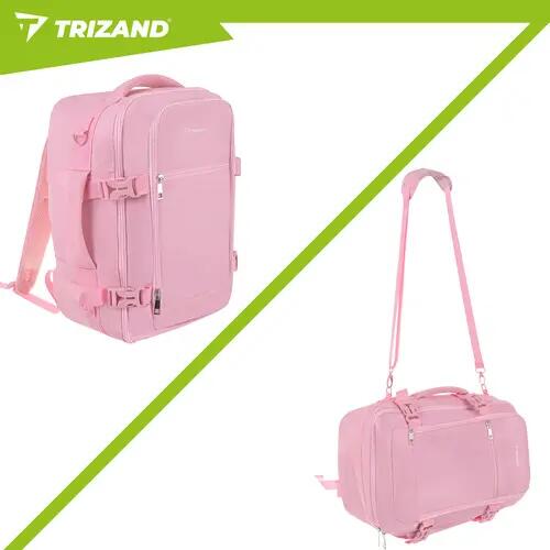 Rucsac calatorie 2 in 1, bagaj cabina 40x25x20 cm, 20L, buzunar antifurt, roz 5/7