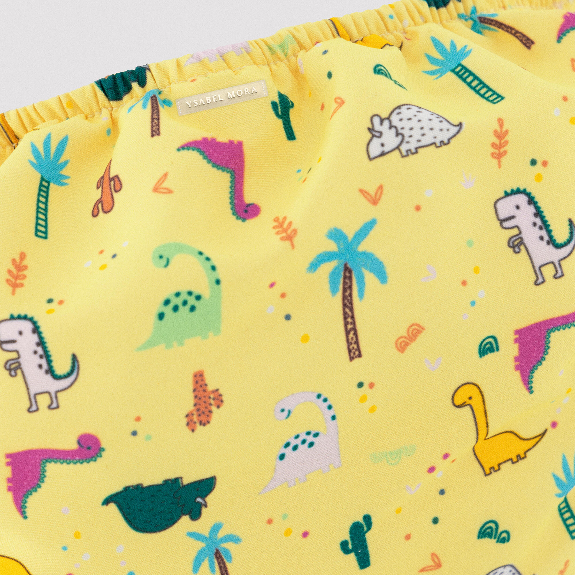 Bañador culetín antifugas bebé estampado dinosaurios amarillo 3/3