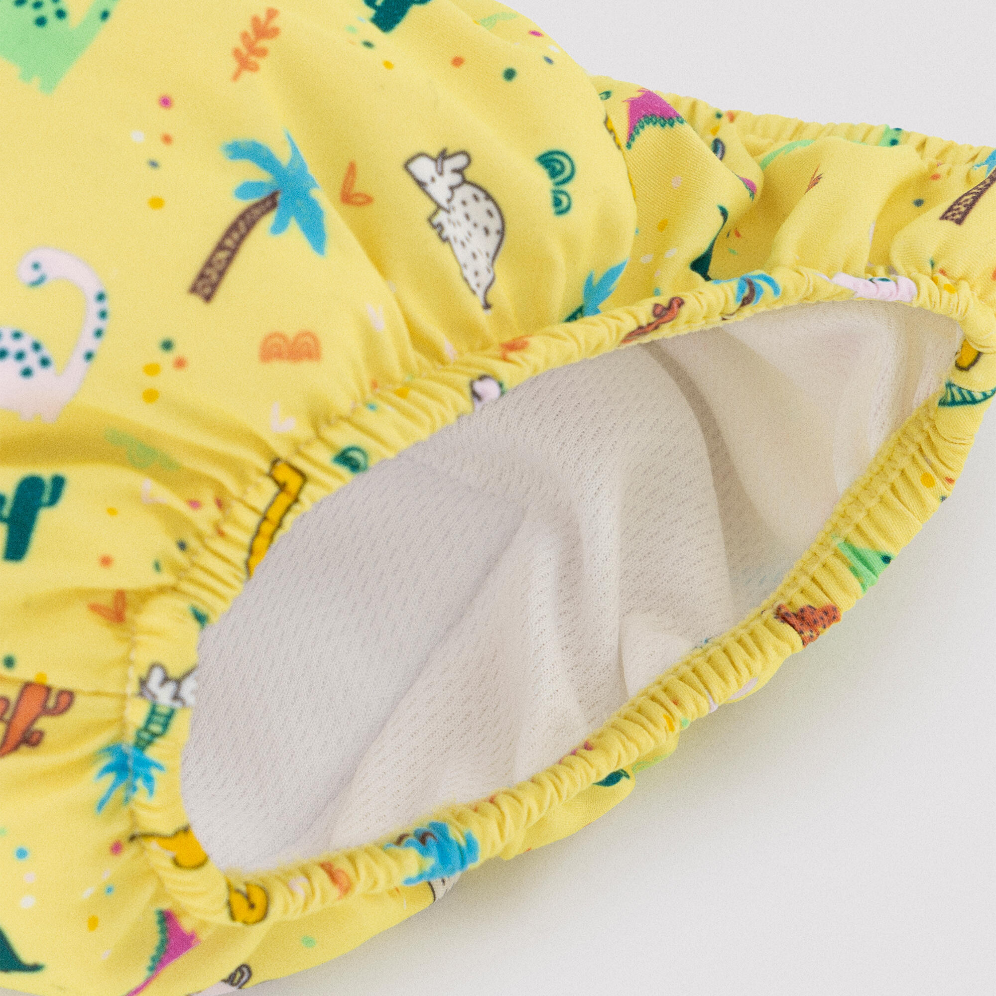 Bañador culetín antifugas bebé estampado dinosaurios amarillo 2/3