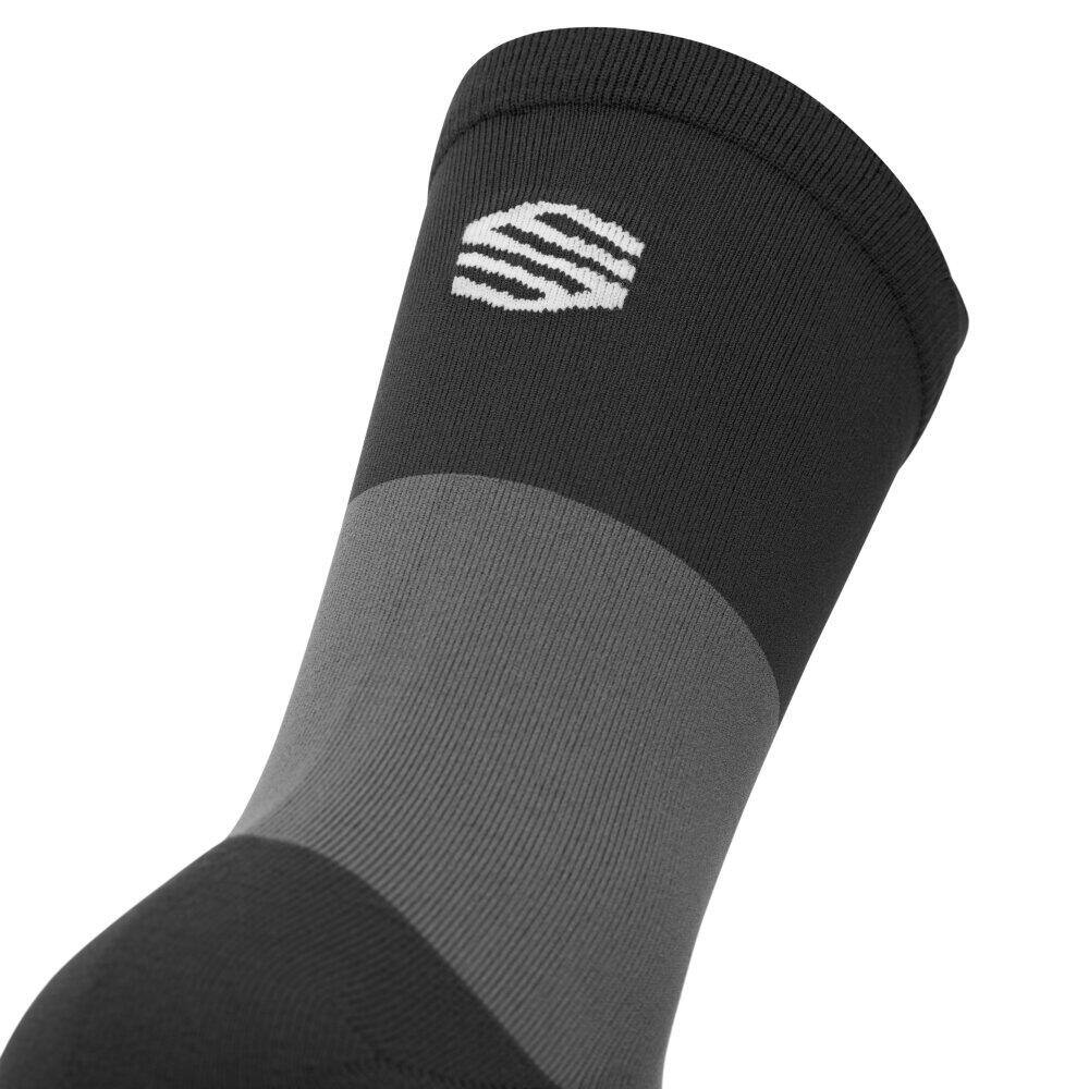 Herren und Damen Wandern Hohe Trailrunning-Crewsocken Pindos Black Schwarz 4/6