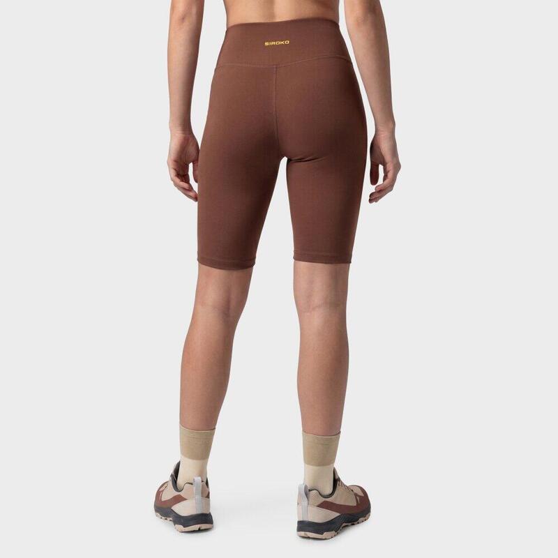Pantaloni scurți strâmți de alergare pe traseu pentru femei West-W Brown Maro