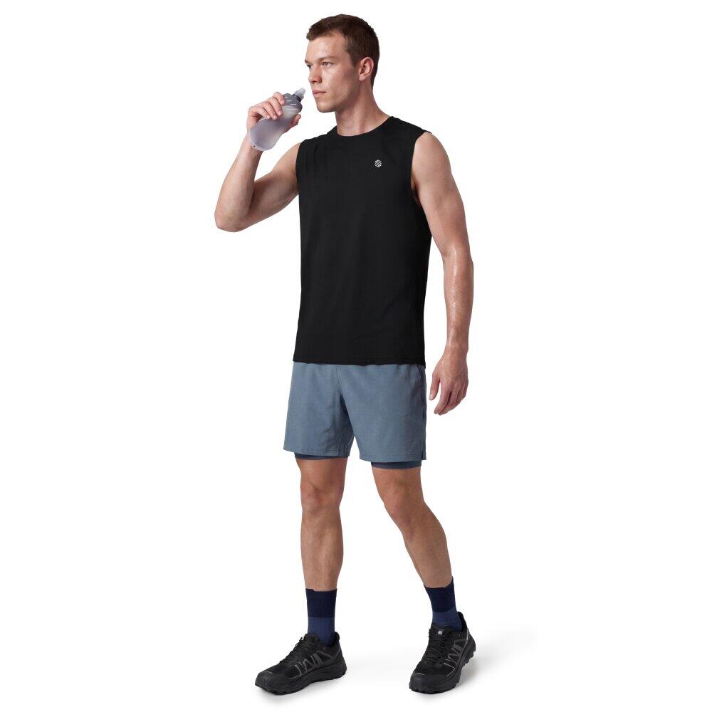 Pantalón corto doble capa trail running hombre senderismo Overland Blue Azul 3/6