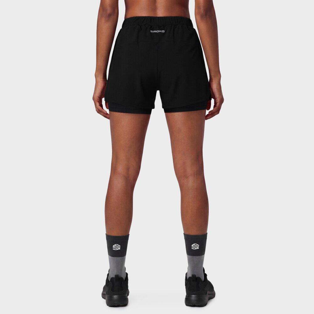 Pantalón corto doble capa trail running mujer senderismo Araroa-W Black Negro 6/6