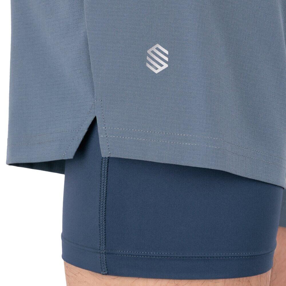 Pantalón corto doble capa trail running hombre senderismo Overland Blue Azul 4/6