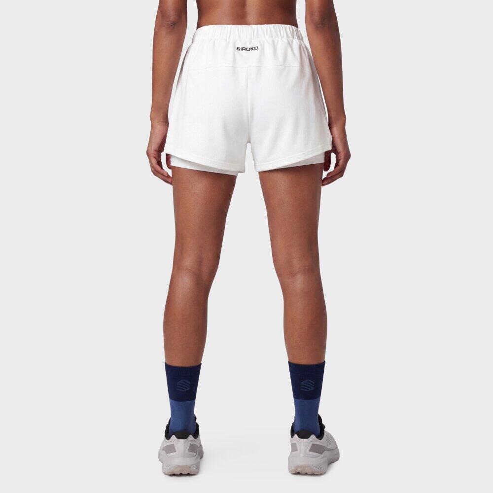 Pantalón corto doble capa trail running mujer senderismo Araroa-W White Blanco 6/6