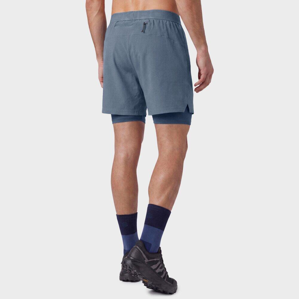 Pantalón corto doble capa trail running hombre senderismo Overland Blue Azul 6/6