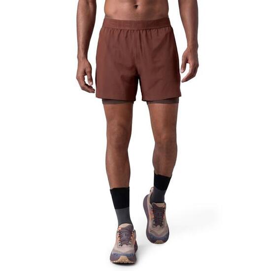 Men Hiking 's 2-in-1 trail running shorts Overland Brown Brown