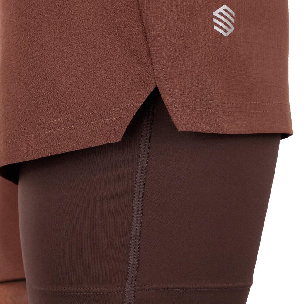 Short double couche trail running homme Randonnée Overland Brown Marron 4/6