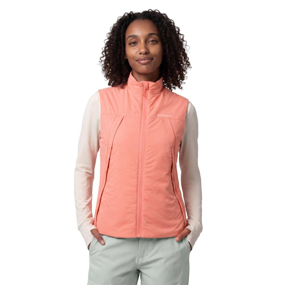 Women ’s ultralightweight insulated hiking vest Ararat-W Coral Orange 1/7