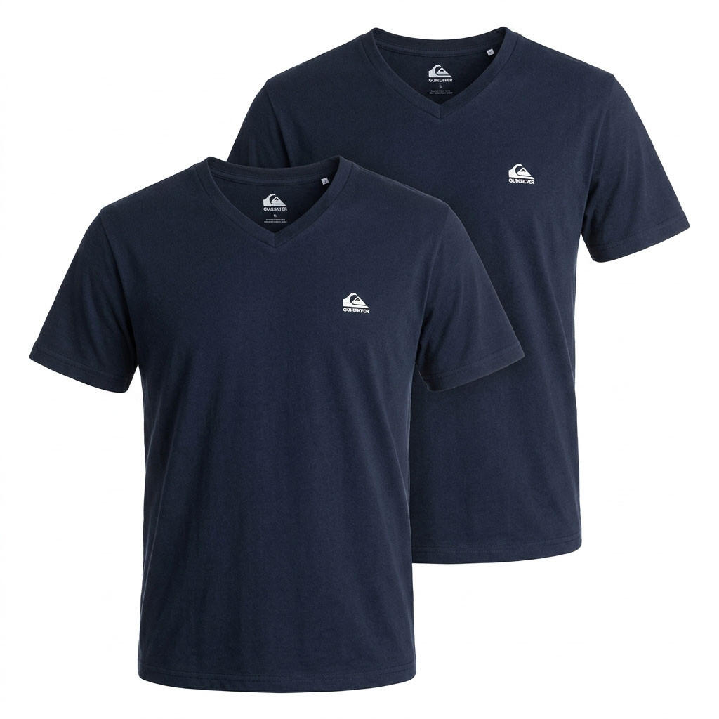 Quiksilver Pack de 2 T Shirts Homme 100% Coton Col Rond ou Col V 3/7
