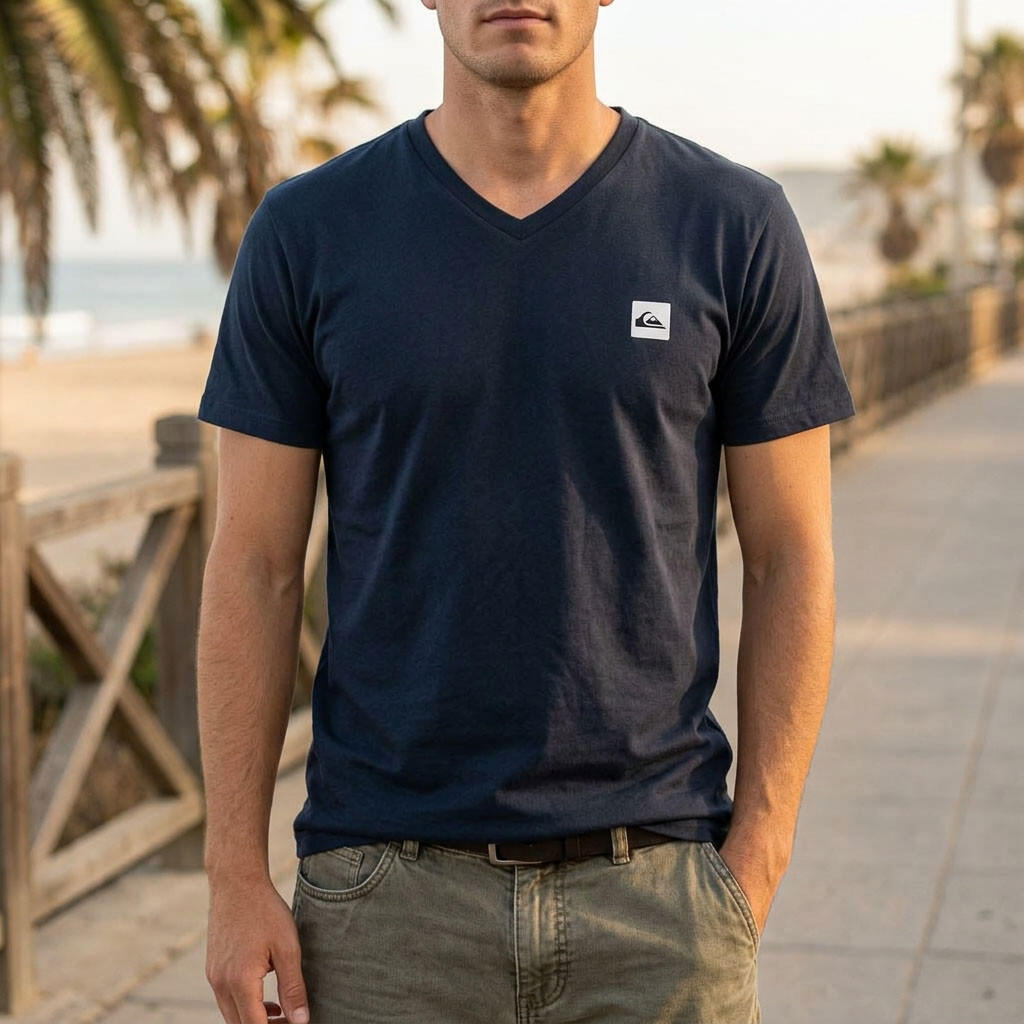 Quiksilver Pack de 2 T Shirts Homme 100% Coton Col Rond ou Col V 2/7