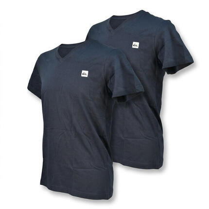 Quiksilver Pack de 2 T Shirts Homme 100% Coton Col Rond ou Col V