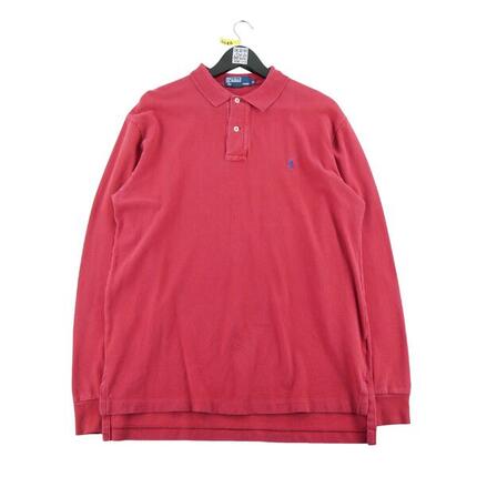 Seconde vie - Polo manches longues Homme Rouge - Bon état