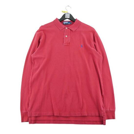 Seconde vie - Polo manches longues Homme Rouge - Bon état