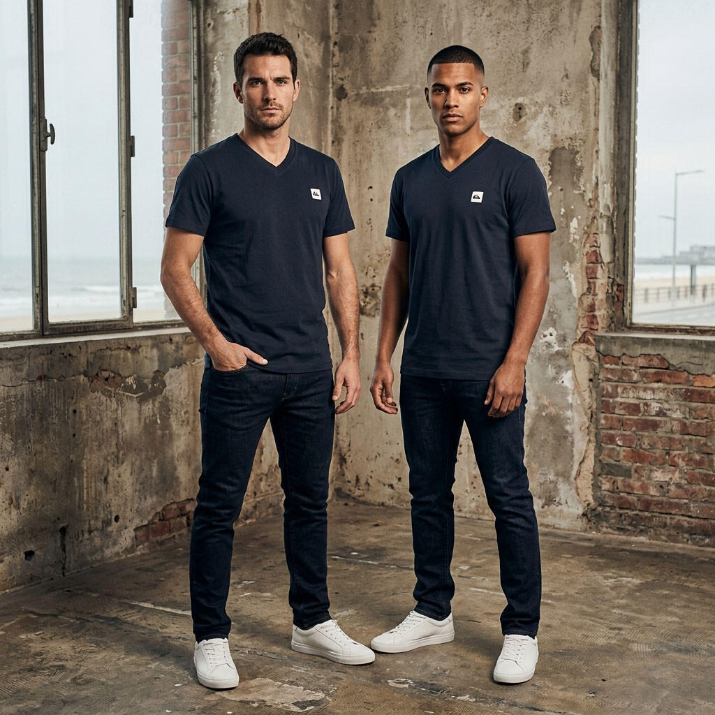 Quiksilver Pack de 2 T Shirts Homme 100% Coton Col Rond ou Col V 4/7